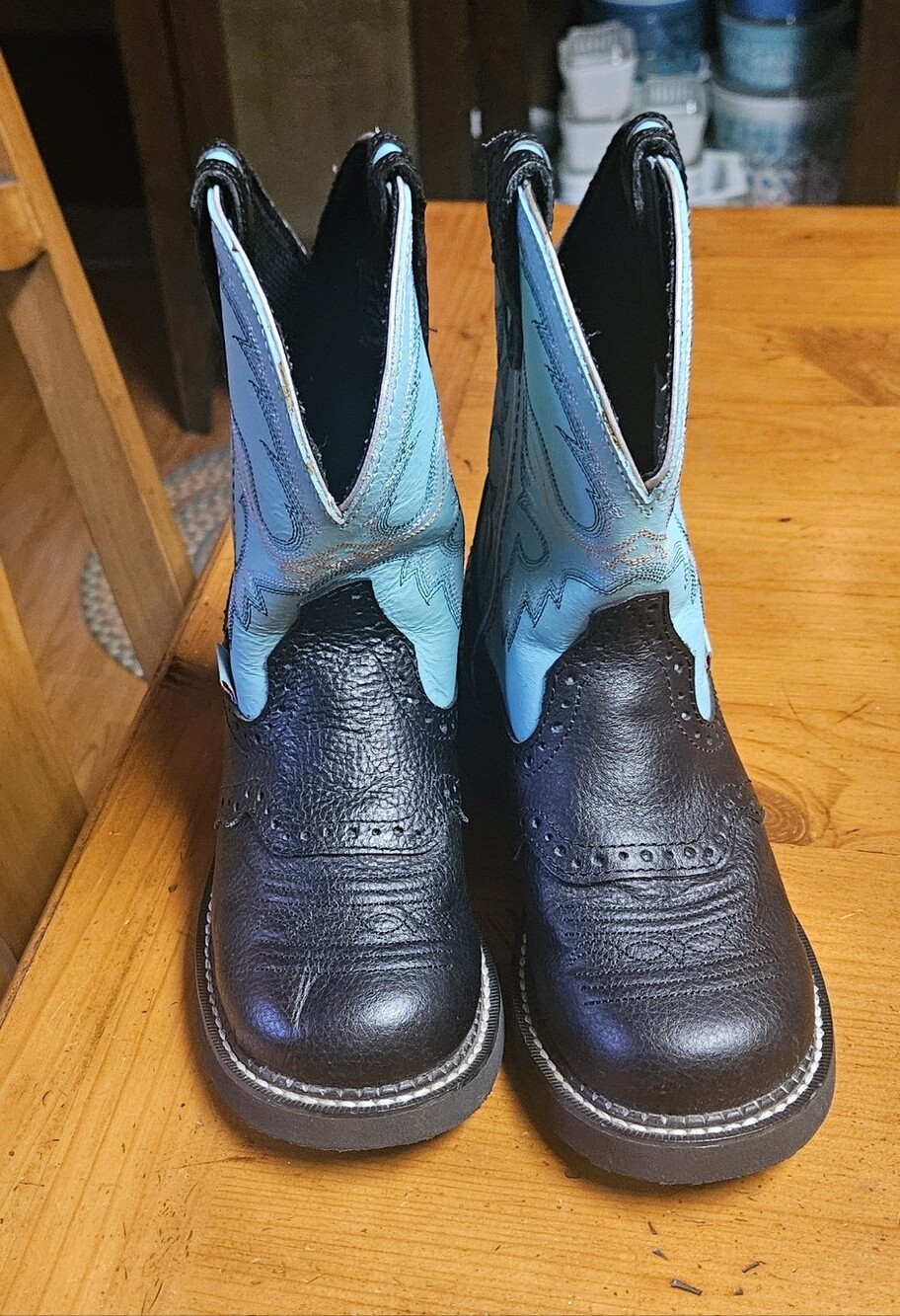 Justin Boots Black and Turquoise Kids Western Boot